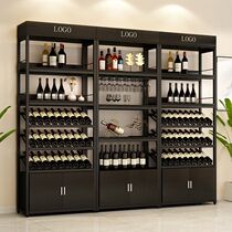 Red wine cabinet household Wine Rack bar floor cabinet storage iron display rack glass European wine rack