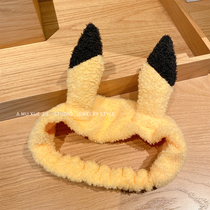 Wash hair band female Net red Korean cute cartoon plush hair hoop ins girl headband hair bundle