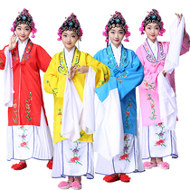 Childrens Peking Opera Costume Flowers Denier Ancient Dress Rehearsal For Yellow Plum Opera Student Group Performance Suit Suit Ethnic Dance