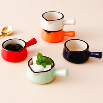 Japanese ceramic small milk cup with handle Coffee milk can Household seasoning tomato juice dish Restaurant steak Western juice bucket