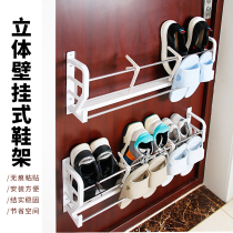 Anti-theft door trailer rack wall-mounted non-perforated door rear shoe rack storage artifact small household