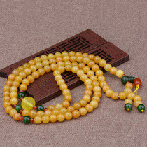 Yellow dragon jade sweater chain pendant lanyard necklace rope Female jade bead necklace Hand-woven long pendant rope