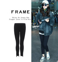 American Frame Denim irregular black burrs small feet high waist thin jeans women autumn and winter