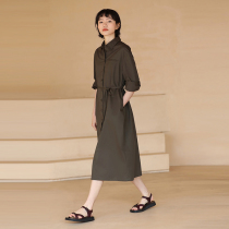 Miss Harley 22 Spring New Smoked Cinnamon Wash Cotton Soft White Commuter Slim Shirt Dress Woman