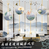 New Chinese curtain rolling curtain hanging curtain living room partition curtain landscape painting hanging curtain curtain curtain office Screen Curtain
