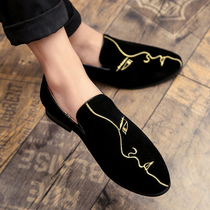 Summer mens pointed leather shoes British business breathable casual casual peas mens shoes Korean nightclub hair stylist leather shoes