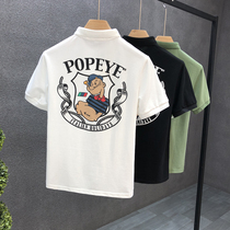  Cartoon printing Polo shirt mens high-end t-shirt tide brand youth 2021 summer new mens short-sleeved collar half-sleeve