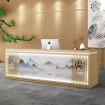 Custom cashier Bar beauty health foot bath shop Welcome reception desk New Chinese company front desk cabinet