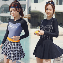 Korea ins long sleeve sunscreen jellyfish clothing one-piece swimsuit female hot spring size Conservative thin surf diving suit