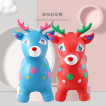 Childrens inflatable toys with music new rubber horse thickened safety singing Vault mount painted deer