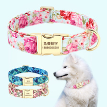 Pet Pooch Item Ring Lettering Anti-Throw Neck Ring Gold Wool Mid Large Canine Teddy Small Dog Neck Ring Traction Rope Supplies