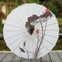 Ancient style oil paper umbrella elegant ink Chinese style performance retro ceiling decoration photography flat head craft umbrella classical