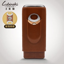 LUBINSKI CIGAR CASE LEATHER MOISTURIZING TUBE XIDAMU TOW LEATHER CIGAR CARRYING CASE WITH HUMIDIFICATION FUNCTION