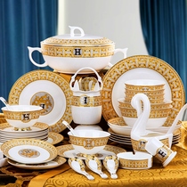 Dishes set household bone china tableware plate Bowl set Jingdezhen ceramics European dishes foreign trade export