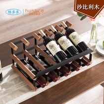Solid wood red wine rack ornaments household wine display rack wine cabinet shelf custom red wine bottle inclined shelf