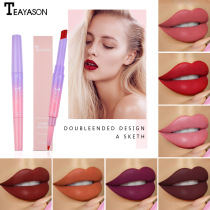 Double head lipstick lip liner moisturizing matte lipstick moisturizing lip liner double head mouth pen multi-use old makeup deep red