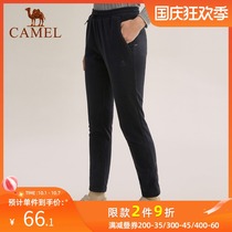 Camel outdoor couples fleece pants men and women fleece inner warm and thick windproof velvet trousers