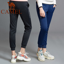 Camel outdoor fleece pants womens hiking pants warm casual pants lace-up windproof knitted long pants