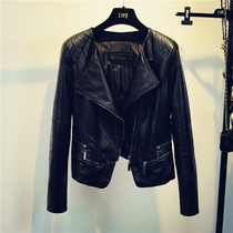  Tide brand 2021 autumn and winter new short slim slim lapel leather jacket female Korean retro casual leather jacket