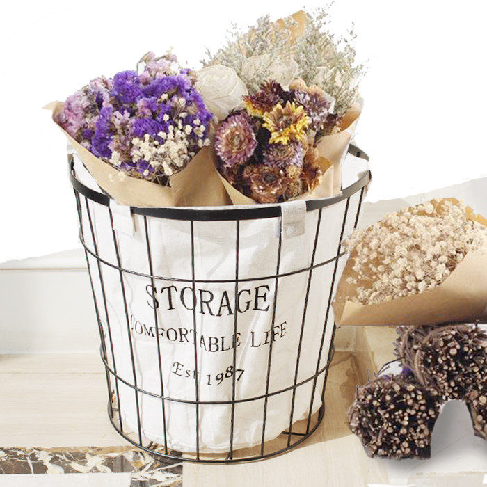 Iron collection basket metal zakka iron flower basket dirty basket basket Nordic style retro style loft