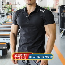  Line iron wolf sportswear POLO shirt mens short-sleeved T-shirt lapel summer quick-drying top Slim muscle fitness coach