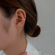 South Korea 925 silver needle minimalist chain earbone clamping ear line female temperament supersensane high sense all-earrings earrings damp
