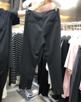 WUZHI Thickened Small Western Pants Woman Fit Summer New Rear Open Fork Straight Drum 90% Pants Display Slim Casual Pants Tide 9015