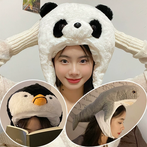 Милая трехмерная шапка, забавная детская акула, плюшевый аксессуар для волос подходит для мужчин и женщин, панда, пингвин