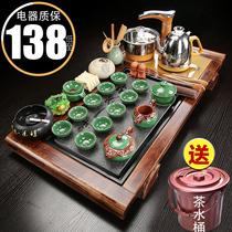 Complete set of kung fu tea set home living room office teapot tea cup guest tea tray induction cooker integrated