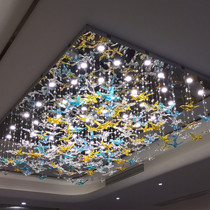 Custom engineering charm Hotel large clubhouse Glass bird ceiling decoration Overall project soft decoration Custom charm