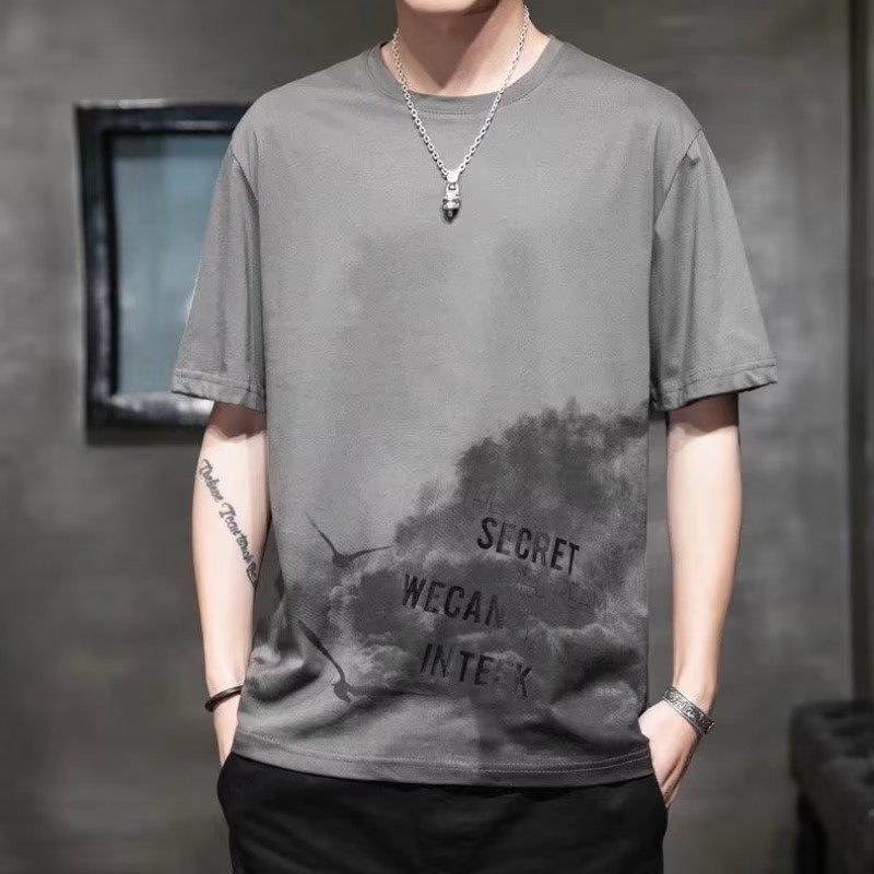 Clearing Warehouse and Picking up Leaks~Summer 9.9 Postage Pack Short Sleeve T-shirt for Men with Ice Silk Loose and Simple Bottom Shirt Fashion for Men
