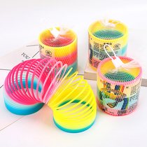 Magic rainbow circle toy Childrens puzzle luminous elastic adult performance pull ring Large balance colorful spring ring