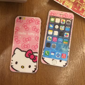 kitty凯蒂猫苹果6s卡通前后钢化玻璃膜 iphone6plus手机防爆贴膜