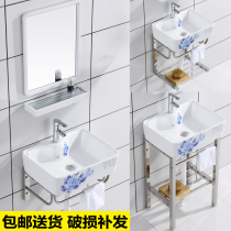 Small apartment wall-mounted wash basin ceramic floor washbasin toilet bracket wash table simple household