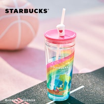 Starbucks Cup 591ml jungle glass sippy cup female summer large capacity Guru sucker Cup