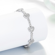 Master Liao jewelry 18K white gold heart diamond bracelet female real diamond heart-shaped group studded with diamonds hand jewelry bracelet custom