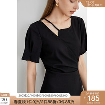 Fan Si Lanen 211789 dress waist summer new thin designer high-end hollow small black skirt female