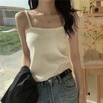 Small camisole vest women wear summer knit interior base shirt beautiful back white hot girl top thin ins autumn
