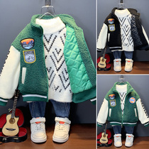 Boy lamb wool coat cotton autumn winter Korean version of foreign atmosphere tide 2021 New Children Baby winter sweater