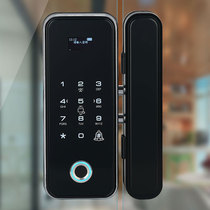 Glass door fingerprint lock Semiconductor wiring-free unlock-free office single-opening wooden door Double-opening frameless password lock