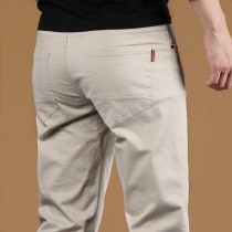 2021 new cotton casual pants mens straight summer thin high-end khaki slim trousers breathable long pants