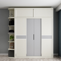 Modern minimalist sliding door wardrobe assembly household bedroom light luxury locker Small apartment minimalist overall large wardrobe