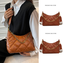 Lingge embroidery small bag 2021 new bag women autumn Joker chain shoulder bag fashion niche shoulder bag
