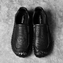 Leather casual leather shoes plus fat big head mens shoes widened fat mens Bean shoes fat feet wide fat wide shoes mens