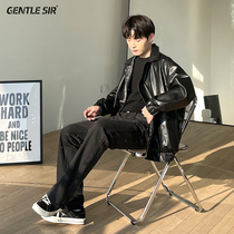 Harley motorcycle leather jacket mens spring and autumn winter short fashion casual handsome lapel pu soft leather jacket