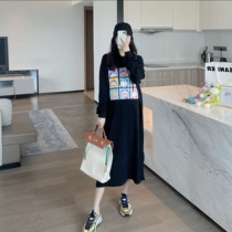 Pregnant women autumn suit fashion model 2021 New sweater long skirt tide red pregnant women dress Spring and Autumn Winter