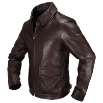 Haining leather men mens leather top layer goatskin A2 jacket lapel autumn and winter casual short fashion jacket