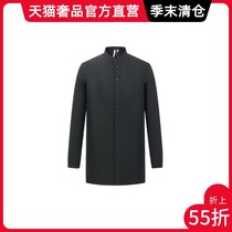 CREAZIONI IL CONCETTO DELLO SPAZIO BLACK FASHION STAND-UP COLLAR STITCHING MENS SHIRT HIGH-END FASHION BRAND