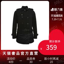 blackgateone black fashion mens double-breasted waist lace-up stitching cotton coat fashion brand handsome