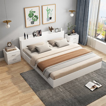 Bed modern minimalist solid wood rental room 1 5 m tatami high case storage bed 1 8 m double bed plate type bed
